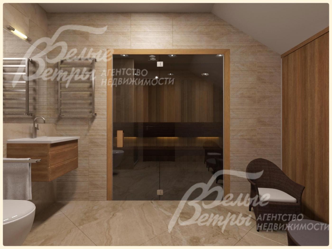 Визуализация: сауна на мансардном этаже