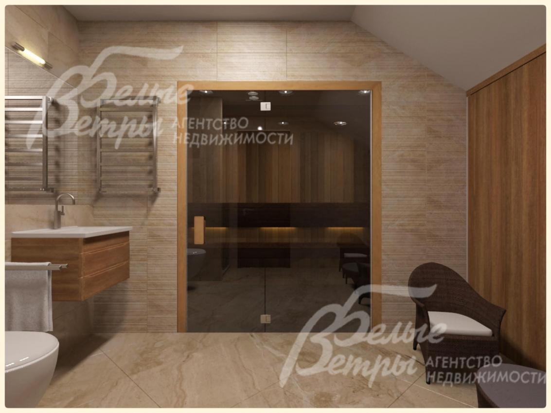 Визуализация: сауна на мансардном этаже