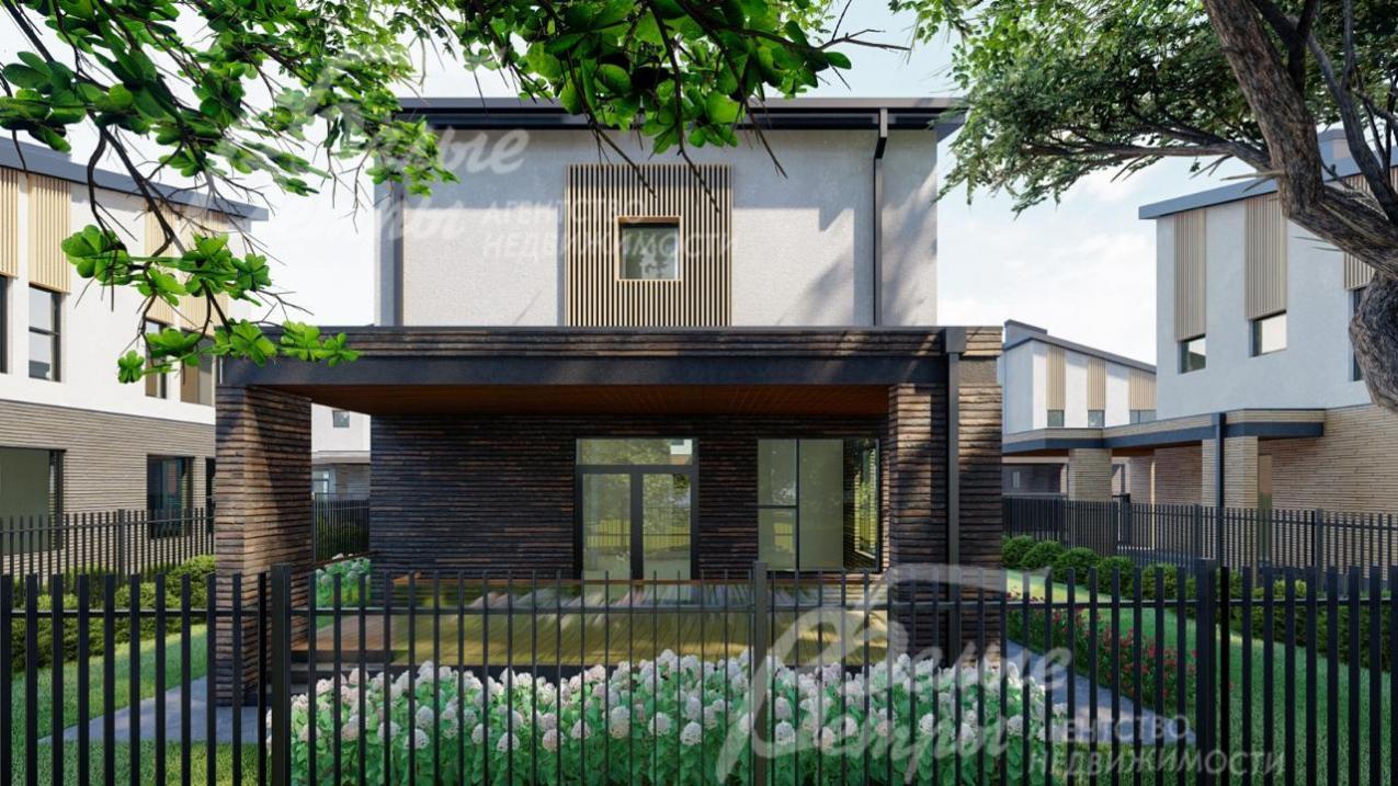 Вид на крытую террасу с улицы коттеджного посёлка (рендер)