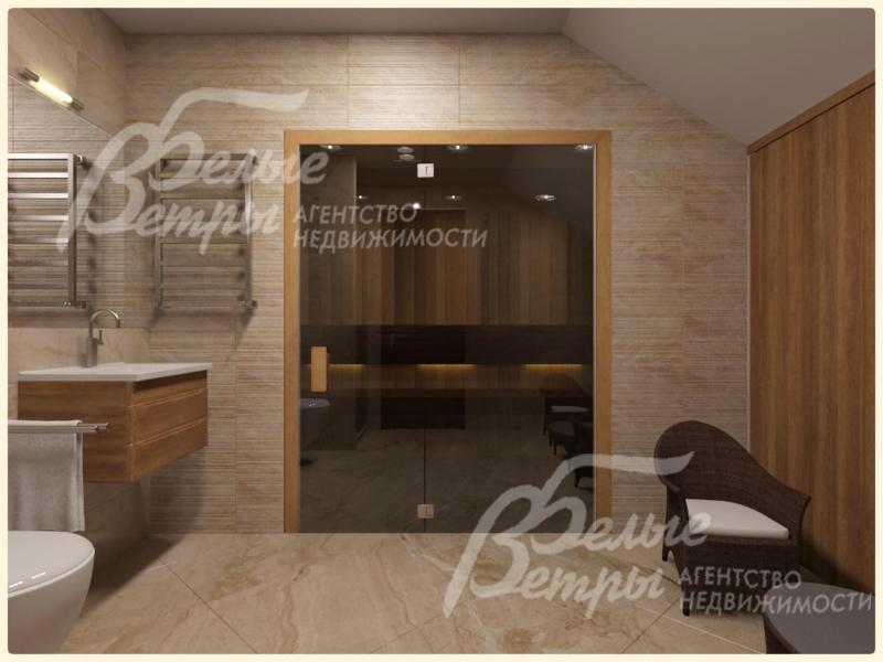 Визуализация: сауна на мансардном этаже